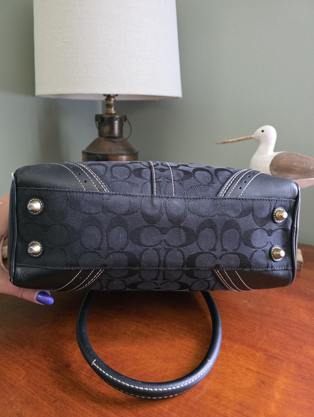 Coach 10532 Hamptons Signature Jacquard Satchel Black Leather Y2K - Picture 8 of 16